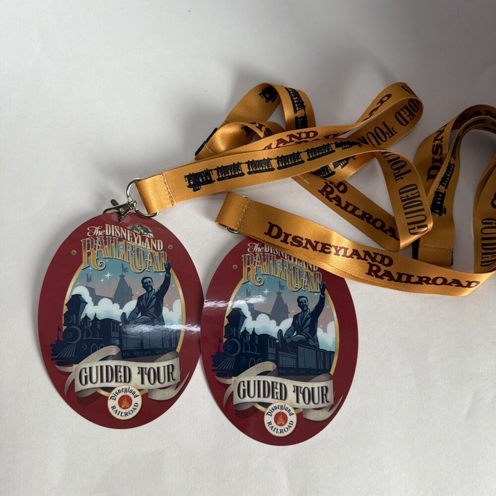 2 Disneyland Railroad Guided Tour Lanyard Badge Walt Disney 2025